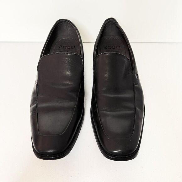 Ecco Black Leather Slip On Loafer Dress Shoes - Picture 3 of 9